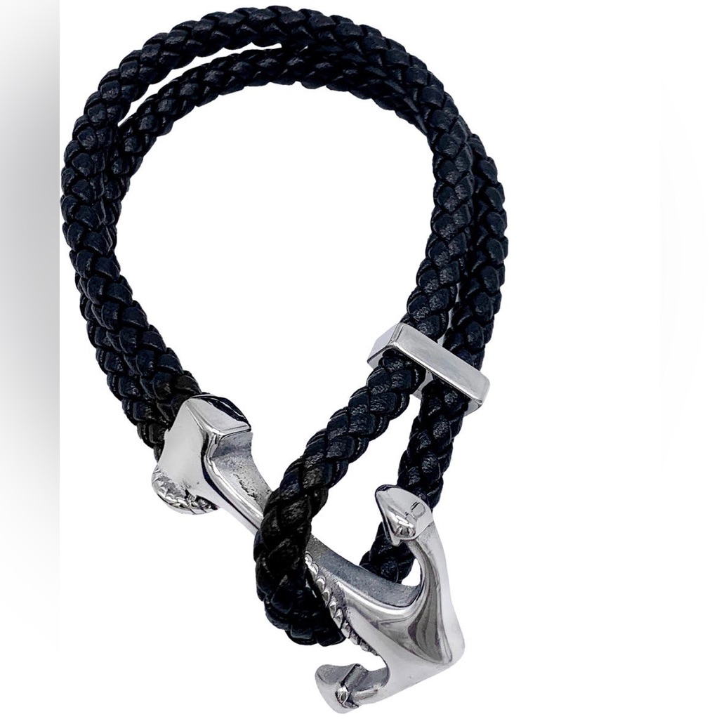 Adornia Water Resistant Anchor Braided Leather Bracelet 95$
